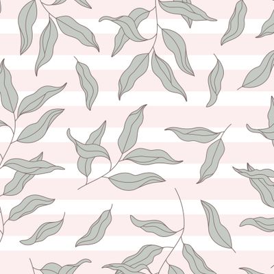 Серо-зелёные листья на полосатом розово-белом фоне