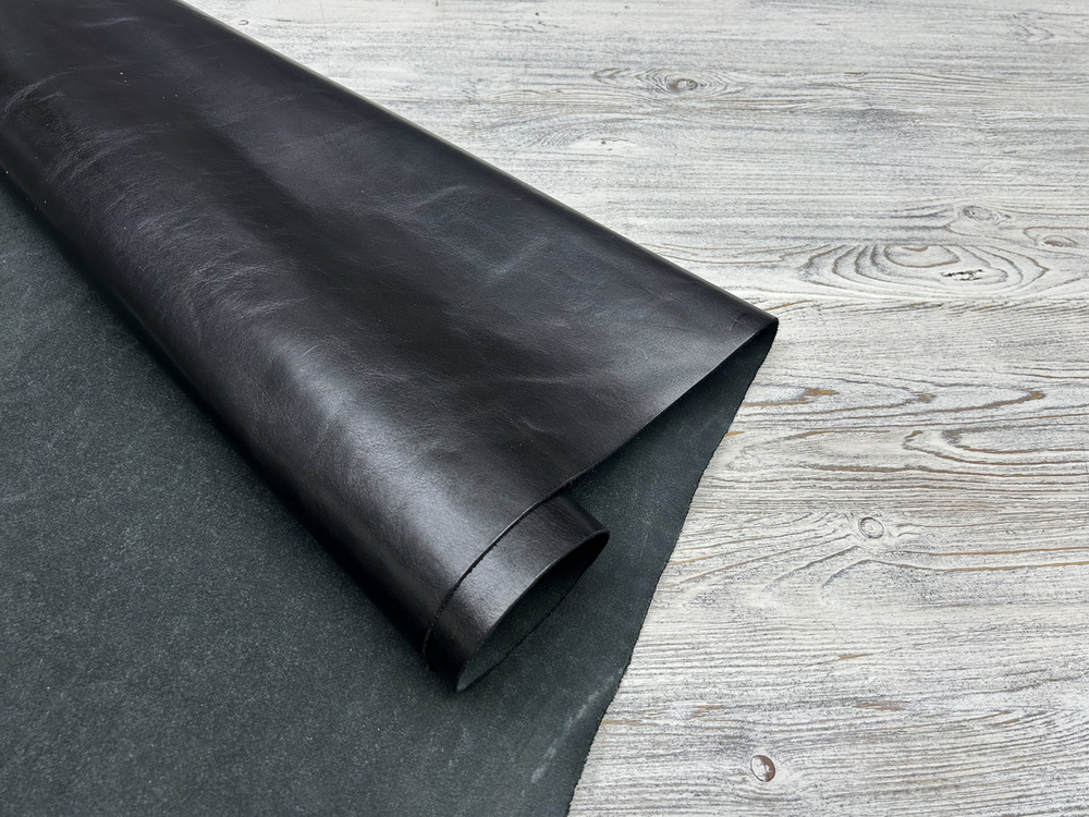 Кожа из италии Жаброн цв. Черный / Jabron Light Nero, толщ. 1,3-1,5 мм
