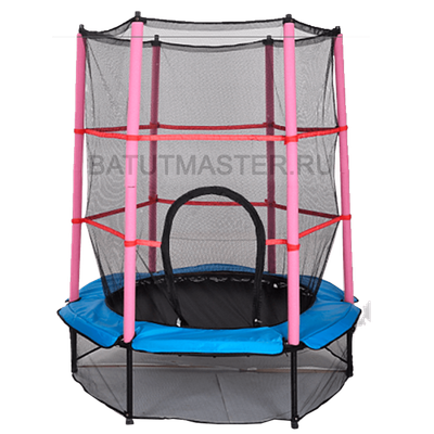 Батут с сеткой, диаметр 4,6 фт, розово - синий