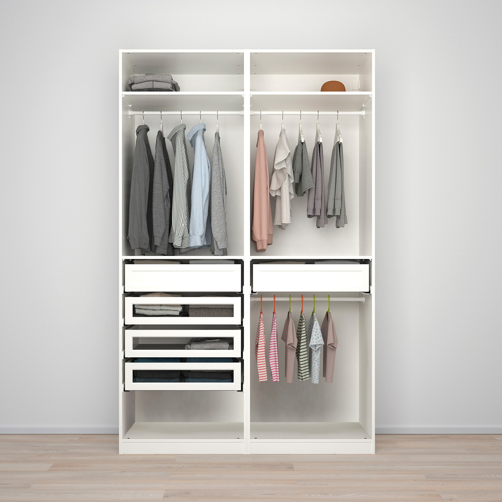 Гардероб PAX IKEA (комбинация) с 5 ящиками 150x58x236 см (белый) 150*58*236 см, Белый   Фиеста