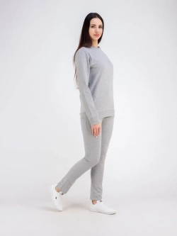 Свитшот без начеса и капюшона однотонный стильный, хлопок