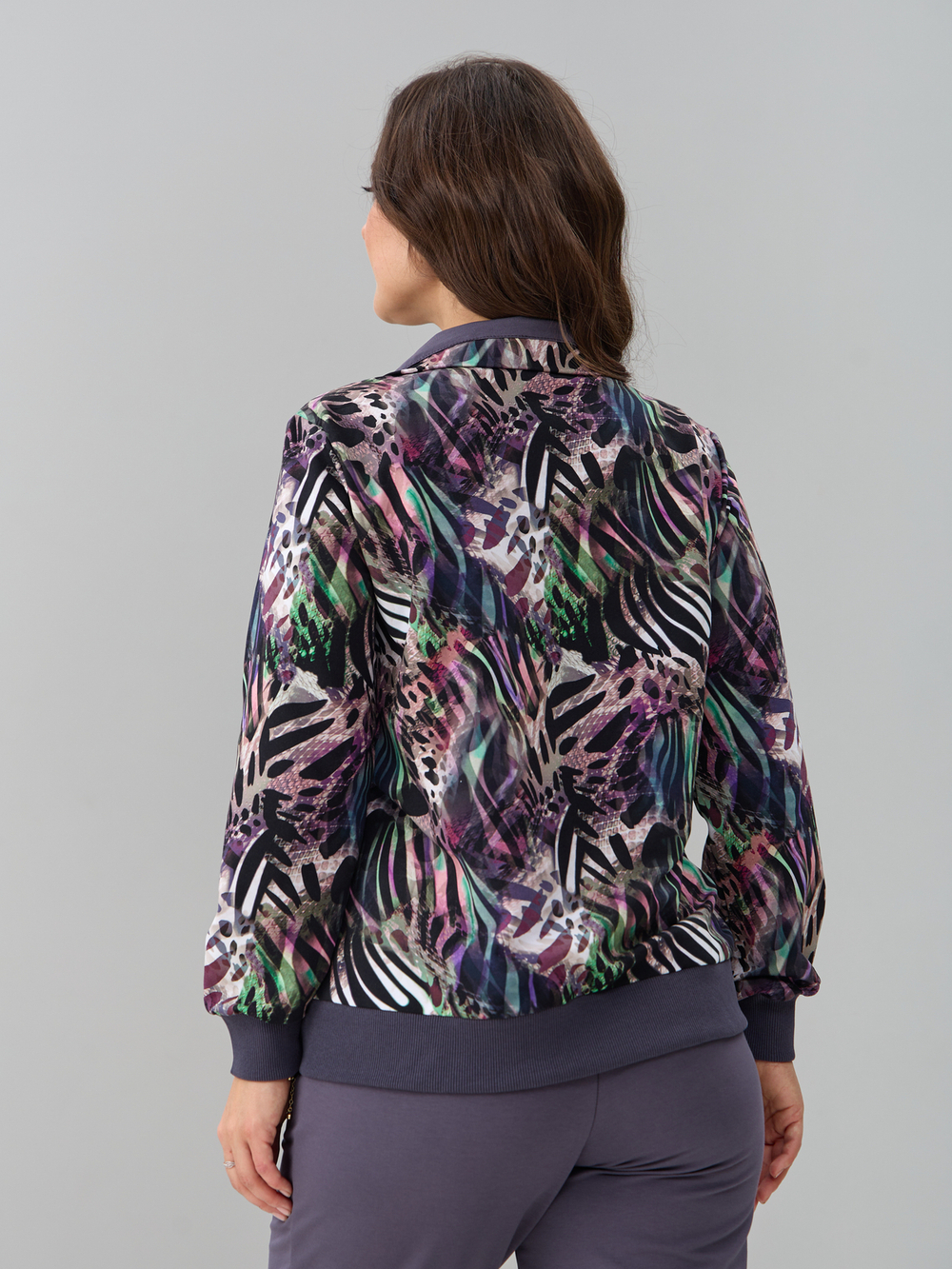 Костюм с брюками КБ-184/серый-разноцветнаязебра