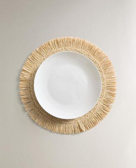 ZARA HOME ПОДСТАВКА ПОД СТОЛОВЫЕ ПРИБОРЫ ИЗ БУМАЖНОЙ ЛОЗЫ С БАХРОМОЙ (2 ШТ.), СВЕТЛО-БЕЖЕВЫЙ