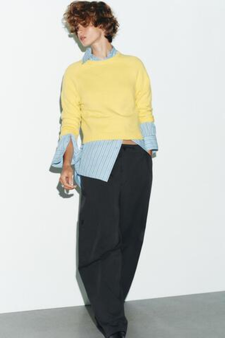 ZARA БАЗОВЫЙ СВИТЕР, ЖЕЛТЫЙ