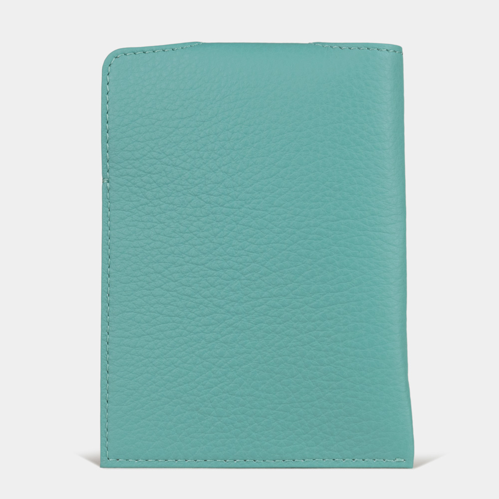 Обложка-кармашек для паспорта London из кожи теленка, цвета тиффани
