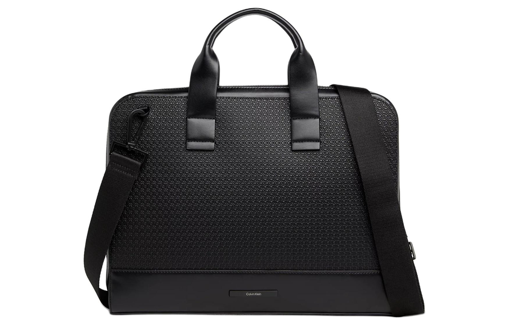 CALVIN KLEIN Artificial Leather Portable One Shoulder Crossbody Laptop Bag Men"s Black