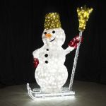 Светодиодная фигура "Снеговик на санках"