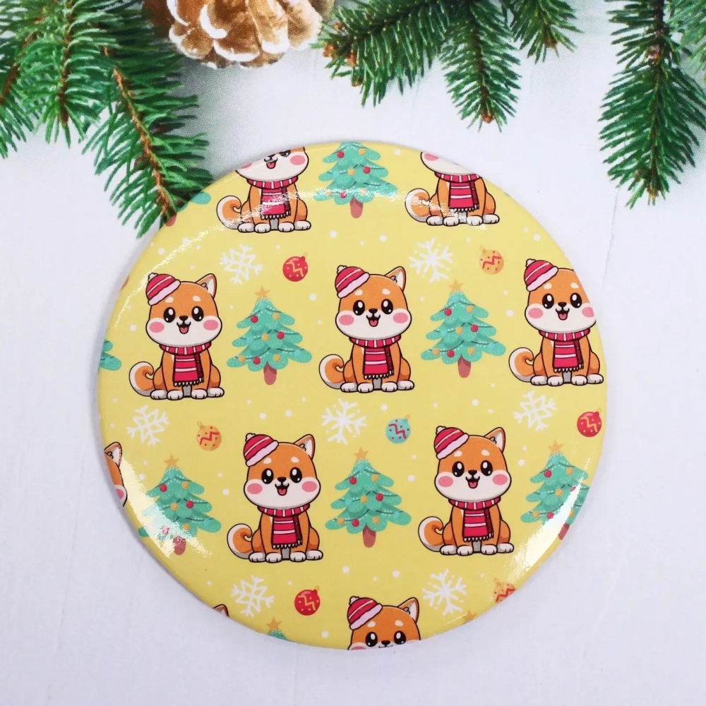 Зеркало косметическое круглое «КОЛЛЕКЦИЯ МАРЦИПАН», новогодний малыш, d-7,5см (пакет с подвесом)