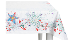 Скатерть 168х250см Mix&Match Home Счастливая звезда белая с принтом