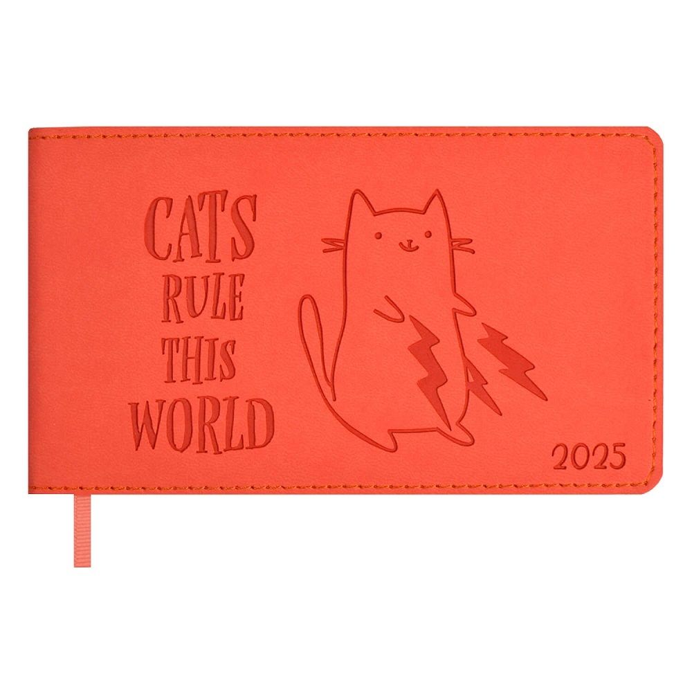 Еженедельник 2025г. А6, 87*150ммм, Феникс+ Виннер коралловый, кож.зам, тиснение, ляссе, 64л