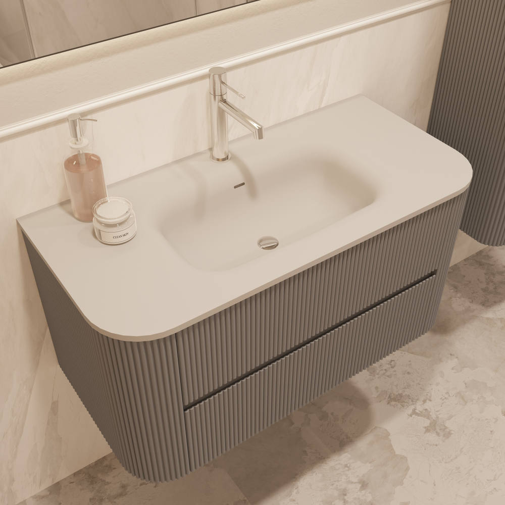 Тумба под раковину Vincea Alto 1000 подвесная, 2 выкатных ящика soft close, светло-серый матовый