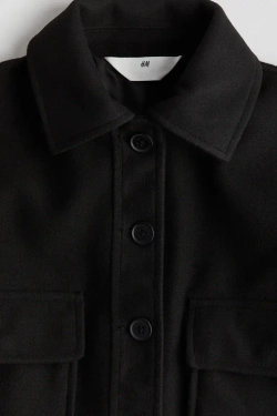 H&M Куртка-рубашка из фетра, черный