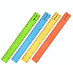 Линейка пластик 25см. прозрачная, неоновая, цвет ассорти (BRAUBERG)