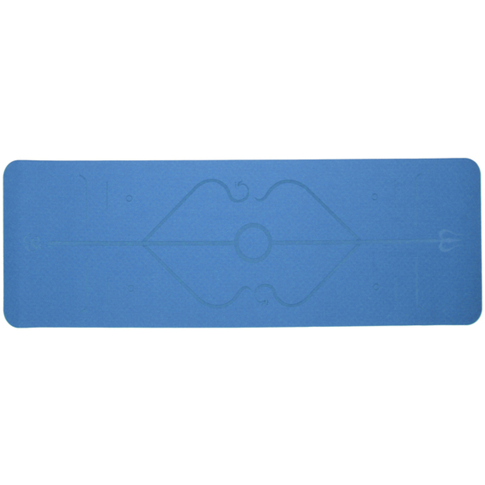 Коврик для йоги 6 мм 183*61 см «Шамбола» с лазерной гравировкой (ТРЕ), синий