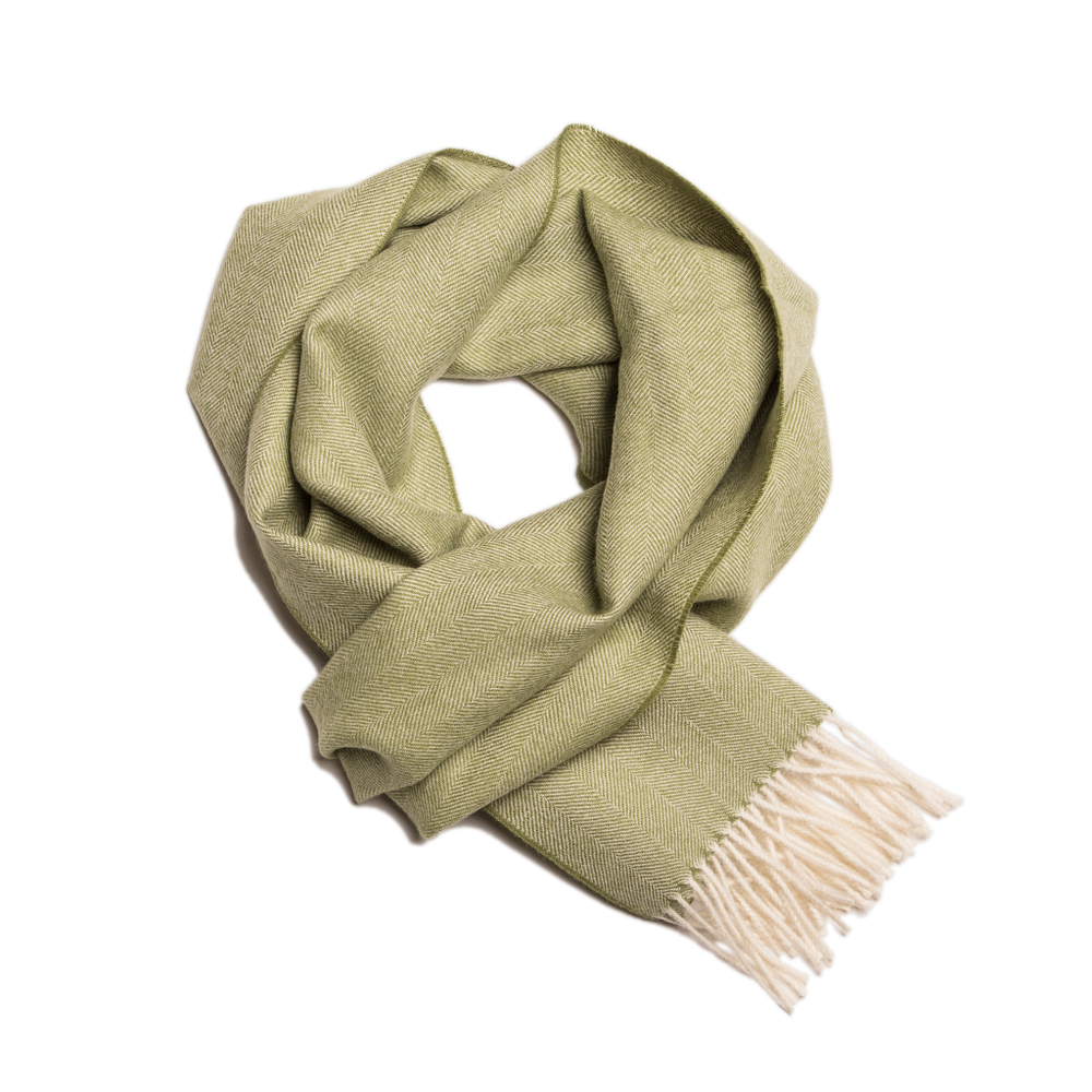 Шарф 30x200 Alpaka Olive White ALP_OLIVE
