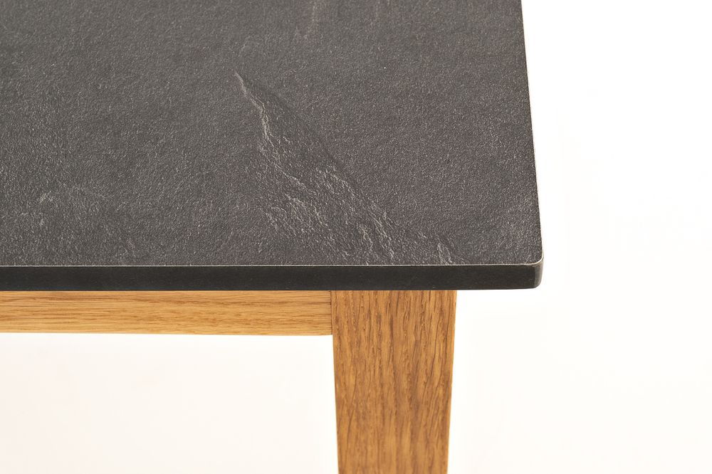 "Канны" журнальный столик из HPL 90х60, H40, основание дуб, цвет столешницы "серый гранит"