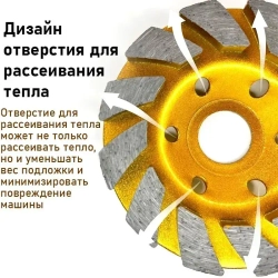 3шт,Чашка алмазная зачистная,100*22 мм/Шлифовальный круг/Круг зачистной,Диаметр отверстия 16 мм