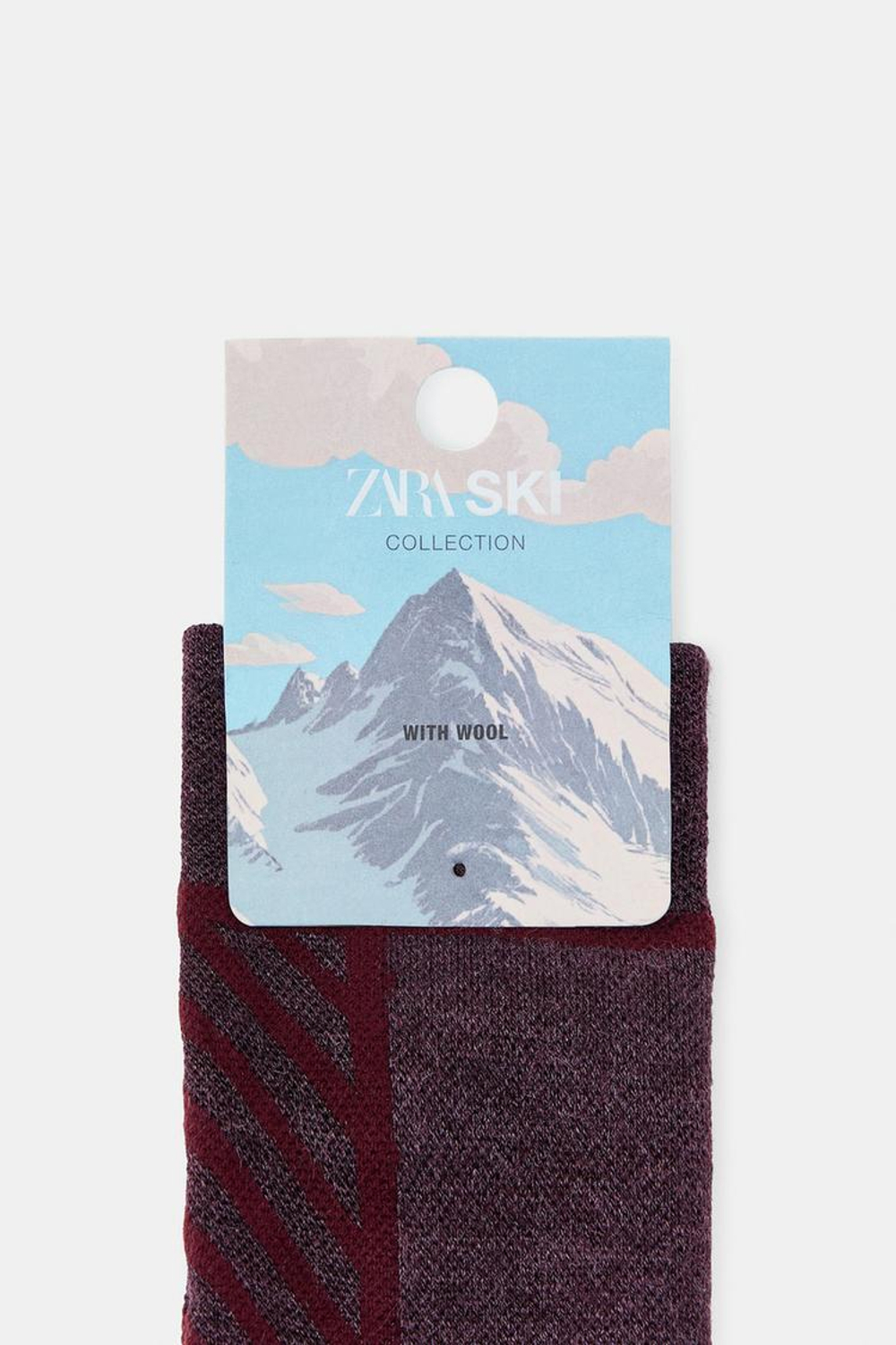 ZARA ДЛИННЫЕ ШЕРСТЯНЫЕ НОСКИ, БОРДОВЫЙ