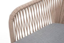 "Лион" стул плетеный из роупа, каркас из стали светло-серый (RAL7035) муар, роуп бежевый круглый, ткань светло-серая