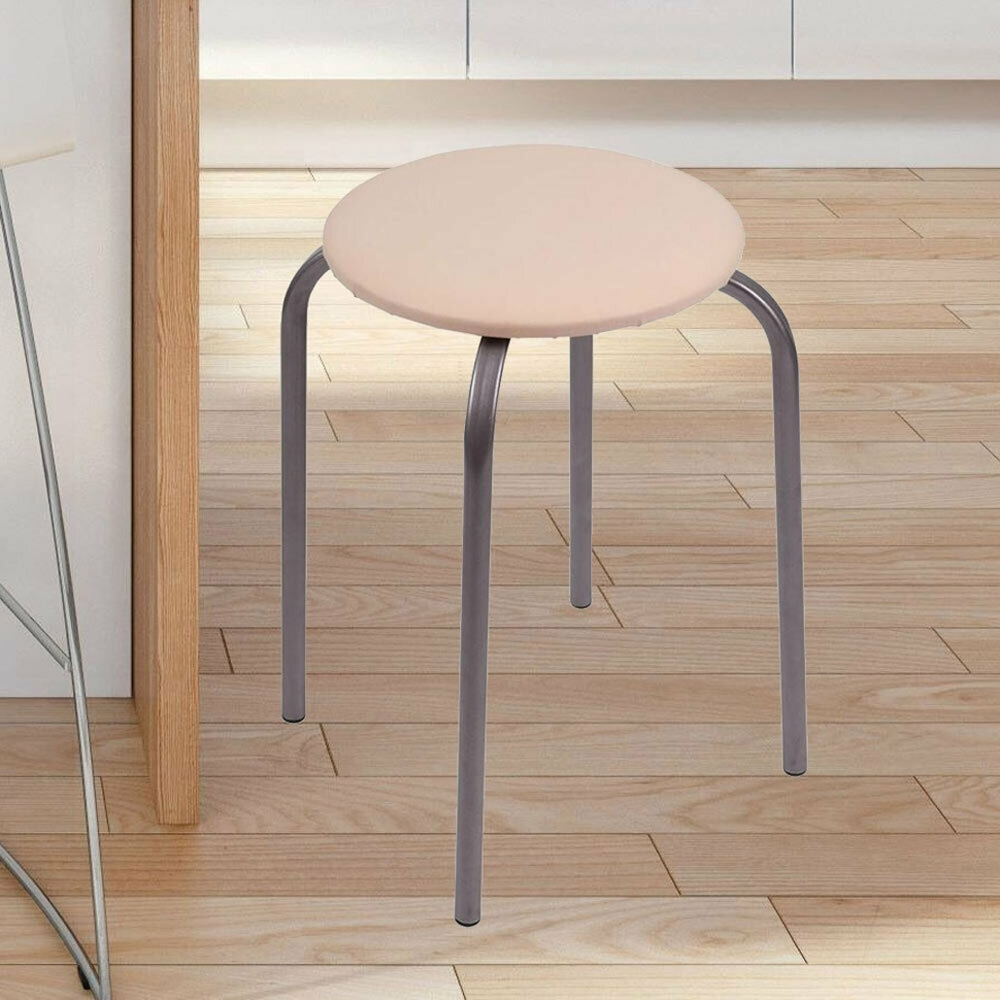 Табурет круглый мягкий "Эконом" слоновая кость