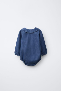 ZARA ДЖИНСОВЫЙ БОДИ, ВЫЦВЕТШИЙ СИНИЙ