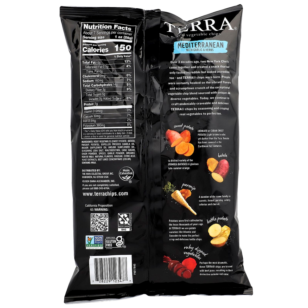 Terra, настоящие овощные чипсы, средиземноморские с чесноком и травами, 192 г (6,8 унции)