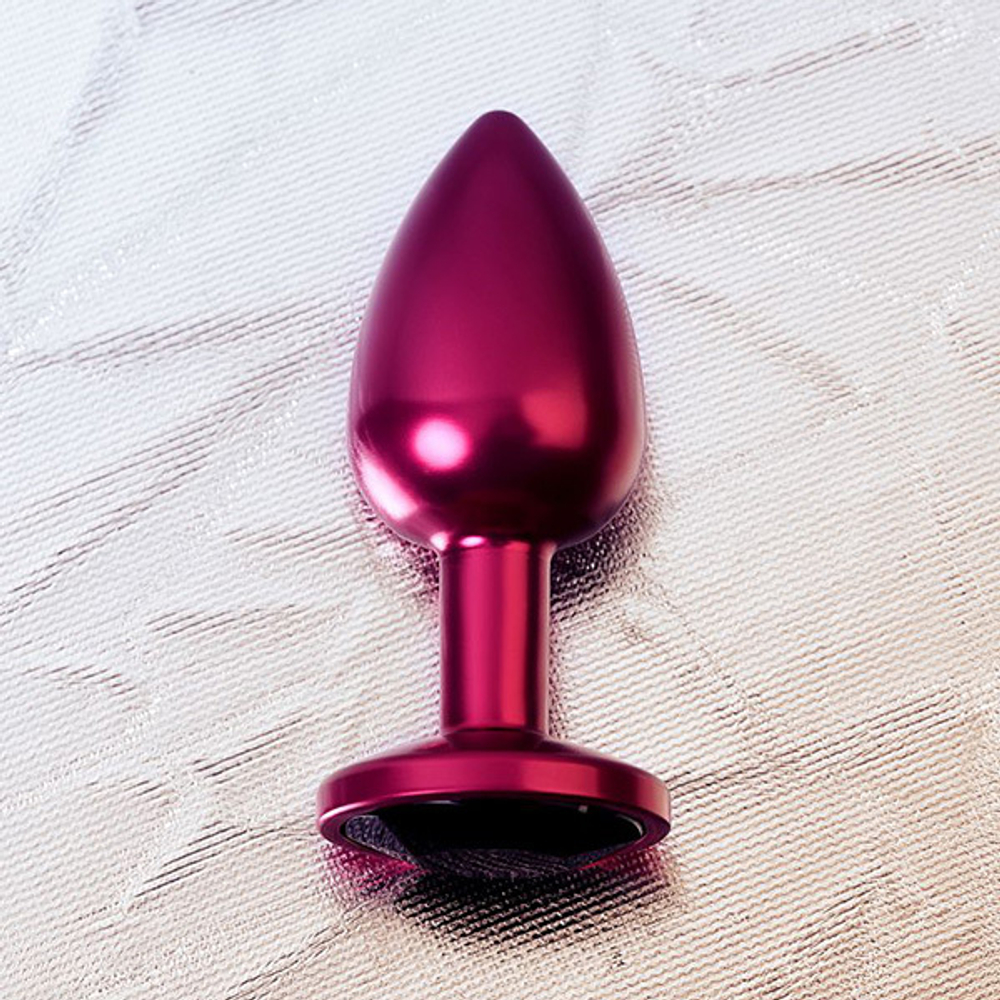 Красная анальная пробка 7,2см с кристаллом черного цвета ToyFa Metal 717007-95