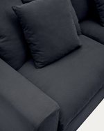 Nora Диван 3-х местный со съемным чехлом серо-антрацитовый из льна и хлопка