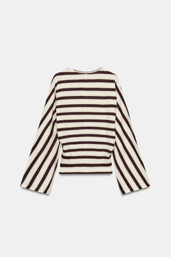 ZARA ФУТБОЛКА В ПОЛОСКУ ИЗ ХЛОПКА И ЛЬНА, ПОЛОСКИ