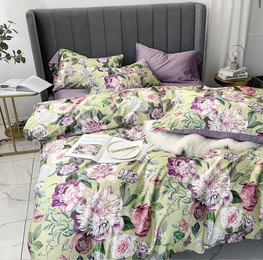 Комплект постельного белья ZEPHYR HOME ЕВРО пг. Мако-Сатин,Египетский хлопок Зеленый