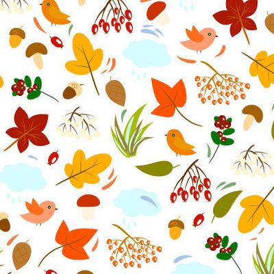 осенний фон с птичкой