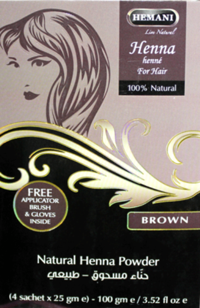 Хна для волос Hemani Henna Brown цвет коричневый Хемани 4х25 гр.= 100 гр.