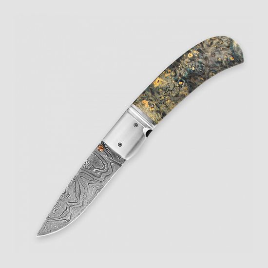 Складной нож AL Mar Kirk AL/Kirk-Cody-Root-Dam c клинком из стали Damascus Steel, рукоять дерево (Kап мандрагоры )