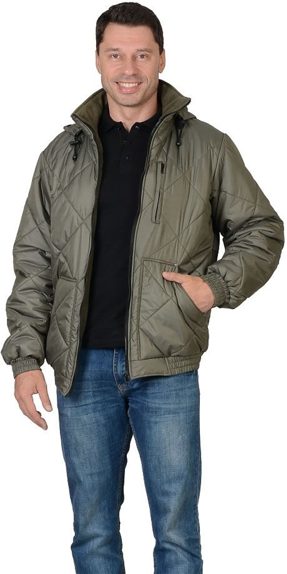 Куртка мужская с капюшоном, оливковая