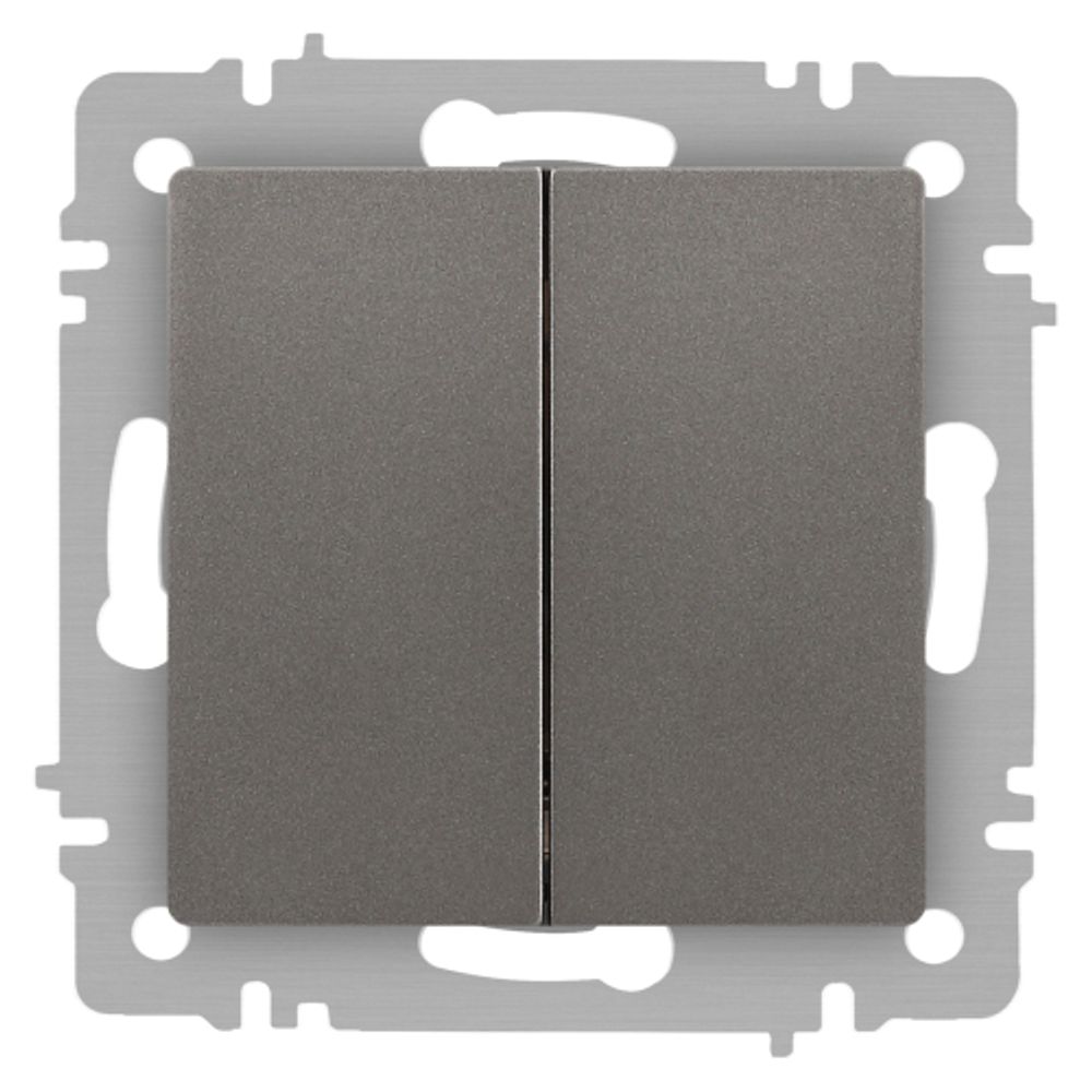 Выключатель Intro Accent 6-104-09 двойной, 10А-250В, IP20, СУ, AL/CU, титан