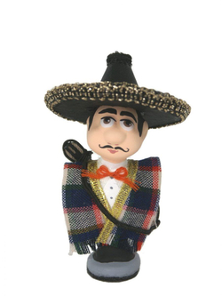 Кукла потешка Мексиканец. Игрушка фарфоровая ручной работы