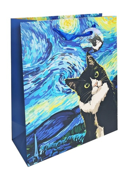 Пакет подарочный бумажный "В стиле Ван Гога. Звезды", мат. ламин., 26x32x12см