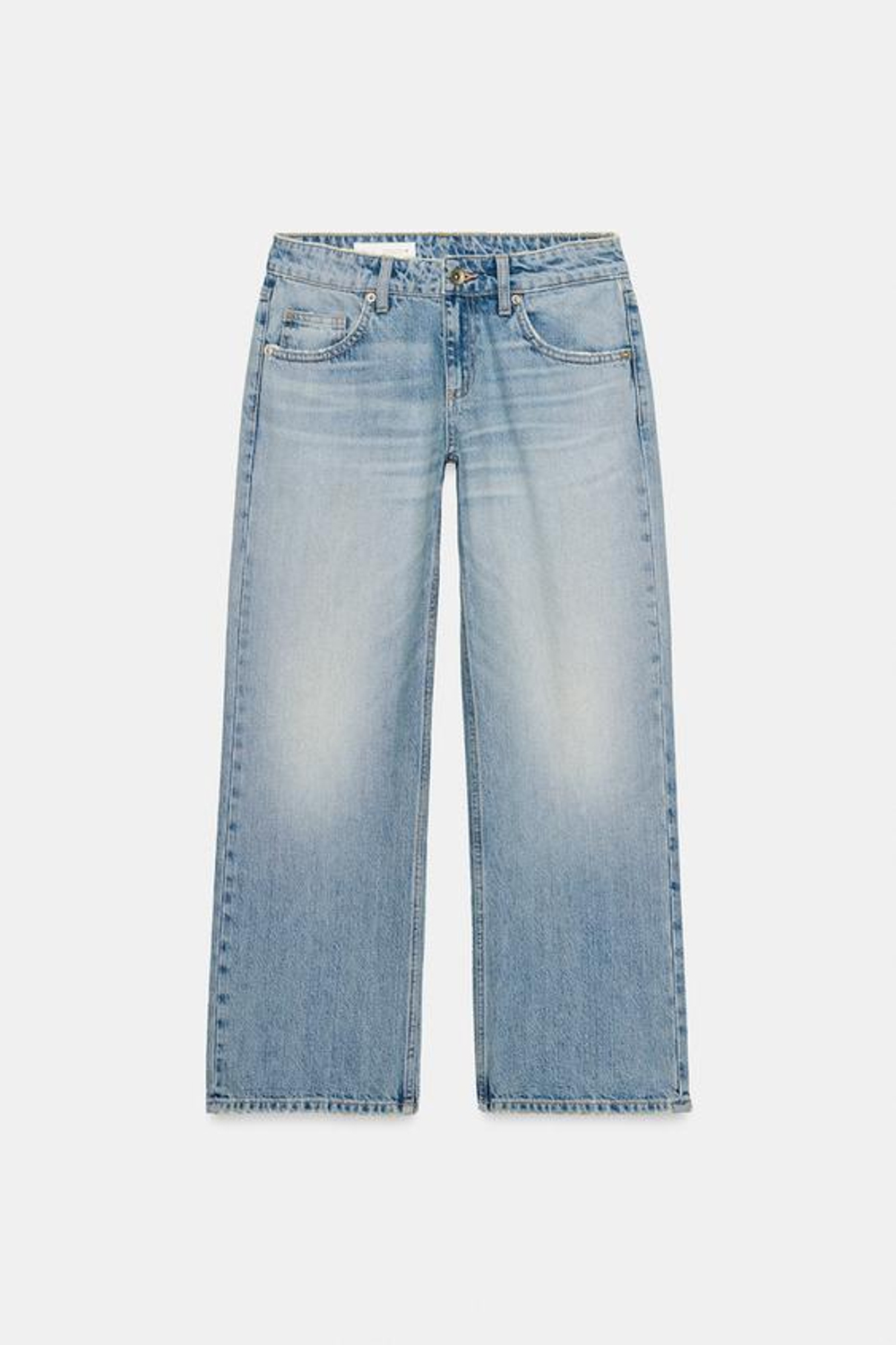 Джинсы TRF с низкой талией, короткими и широкими брючинами - ZARA