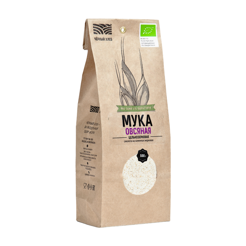 Мука овсяная цельнозерновая 500гр (ЧЕРНЫЙ ХЛЕБ)
