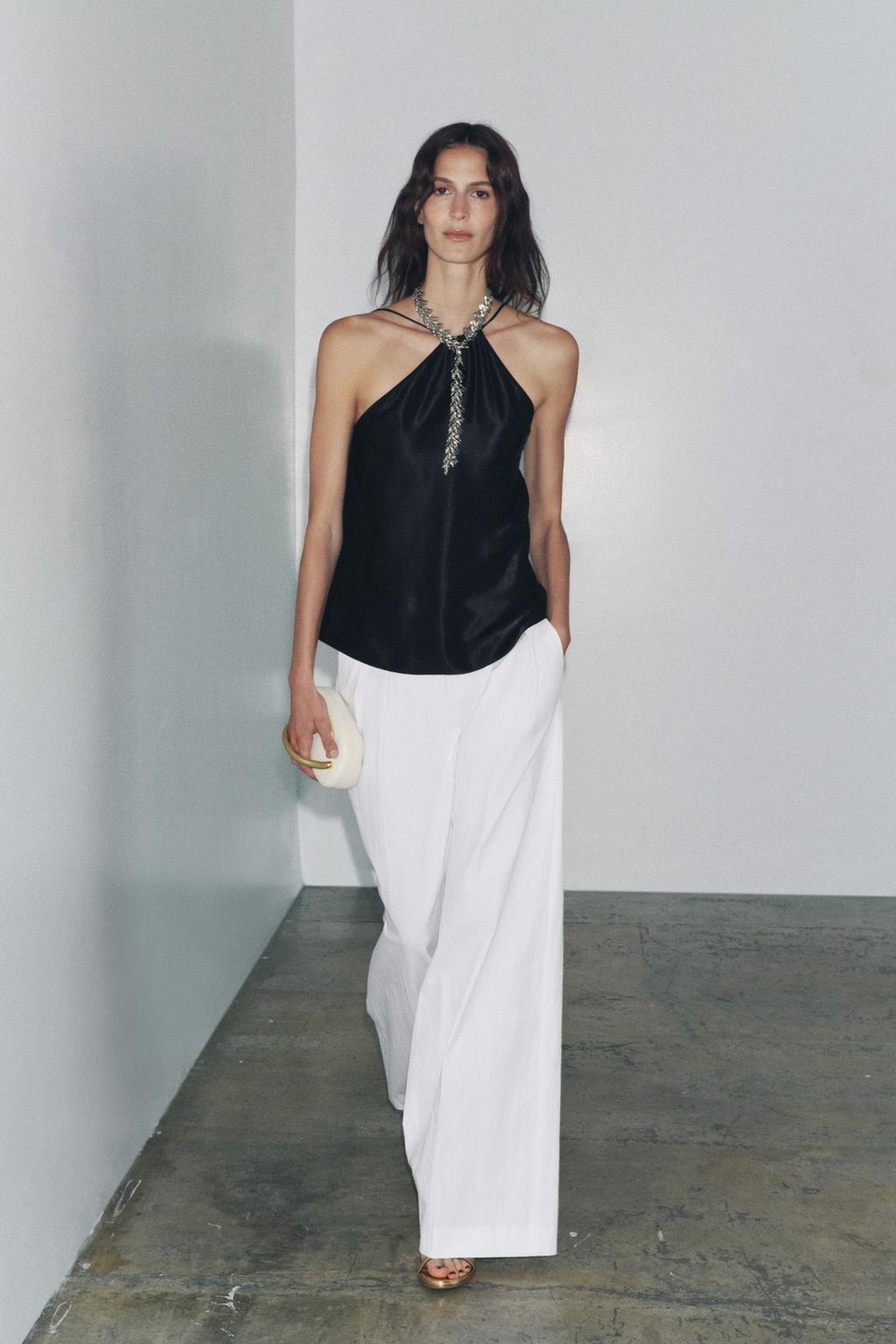 ZARA ТОП-ХАЛТЕР ZW COLLECTION, ЧЕРНЫЙ