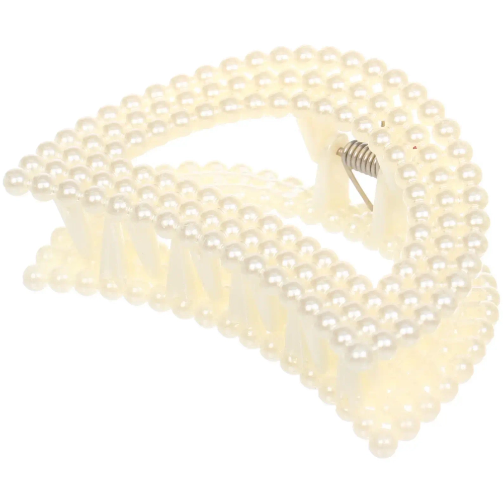 Заколка-краб для волос «Мон Пион», сердечко, цвет белый, 7,5см (Блистер)