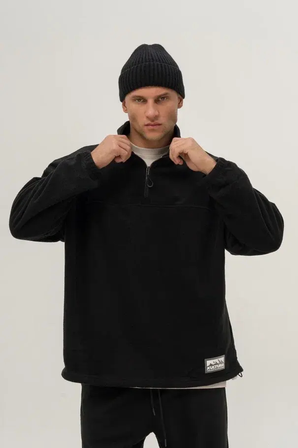 Толстовка КУЛЬТУРА "HALF ZIP FLEECE", черный