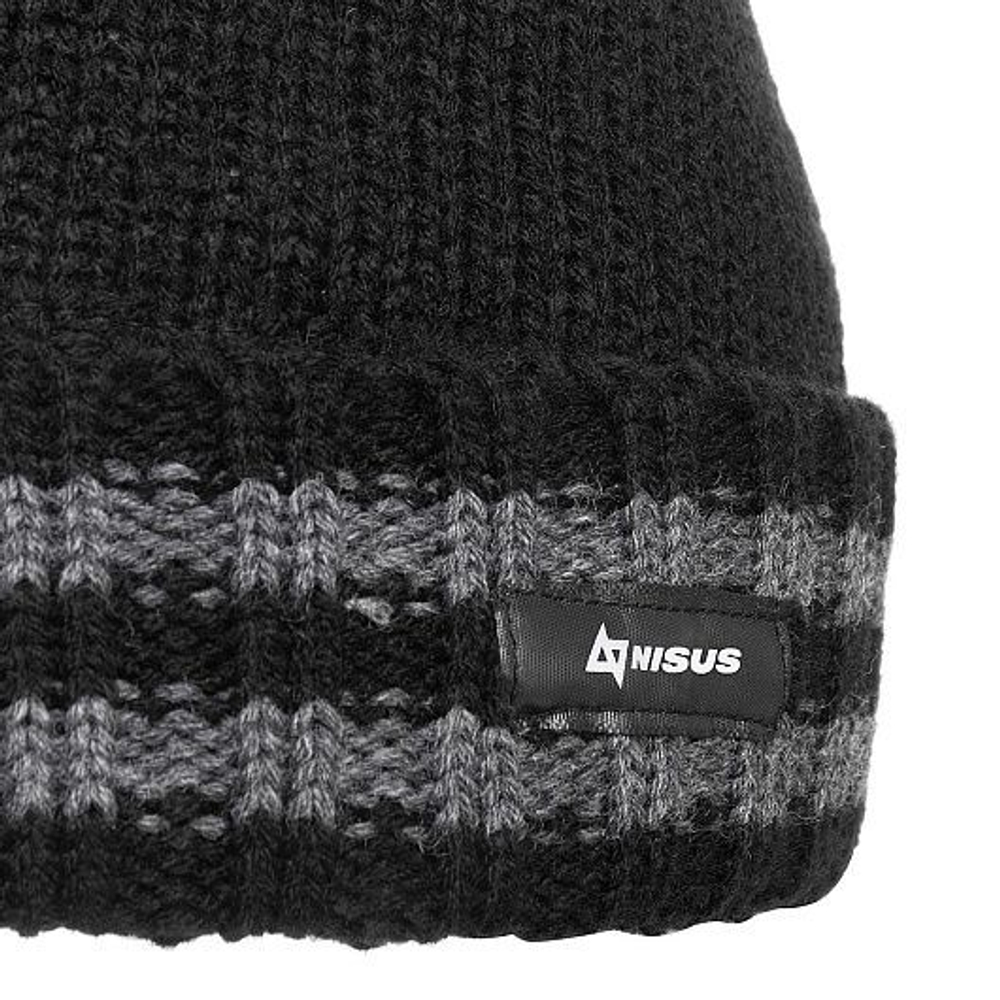 Шапка мужская утепленная с отворотом NISUS Чемпион, цвет черный, one size (N-HI-B)