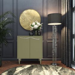 Комод Арт Колор matte Классик Сильвер с 2 полками Зеленая олива матовый