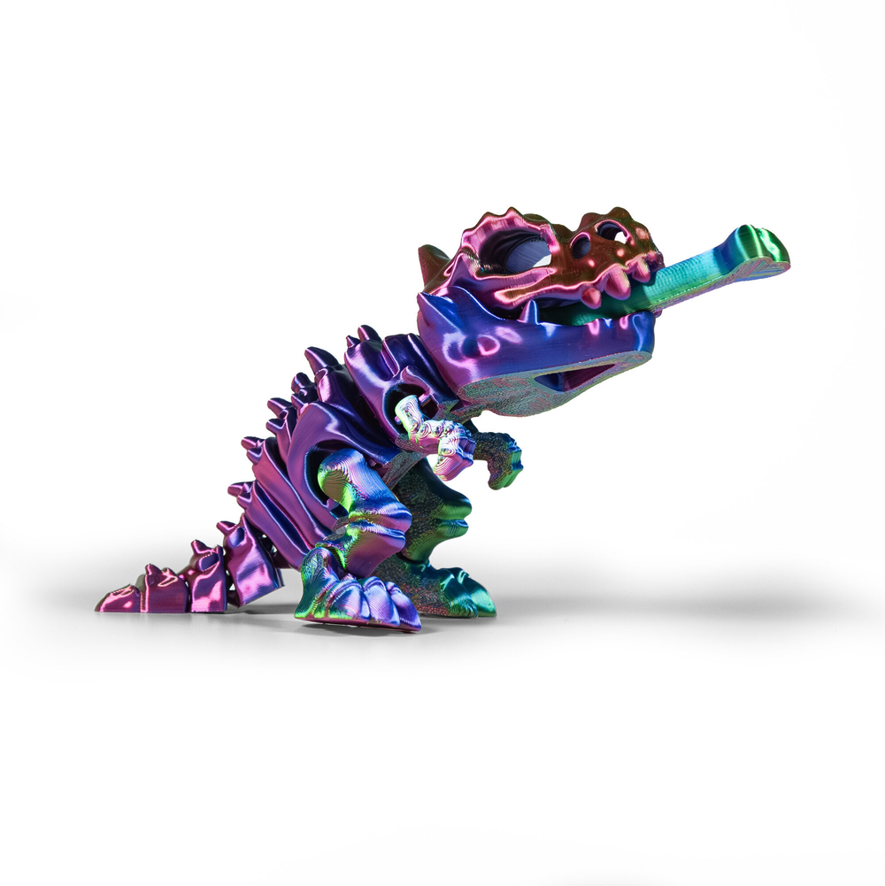 Динозавр с косточкой шипастый, игрушка-антистресс, 9 см., 3D печать, красно-сине-зеленый