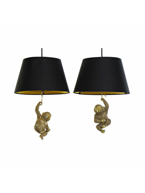 Потолочный светильник DKD Home Decor 35,5 x 35,5 x 51 cm Позолоченный Смола Колониальный 220 V 50 W Обезьяна (2 штук)