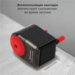 Точилка механическая BRAUBERG "ULTRA" для чернографитных и цветных карандашей крепление к столу корпус черный с красным (2 штуки в упаковке)