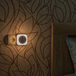 DTL-321 White-Sensor-2USB Светильник ночник с фотосенсором день-ночь. 2USB. Белый. ТМ Uniel