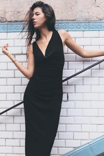ZARA ПЛАТЬЕ МИДИ С УЗЛОМ СЗАДИ, ЧЕРНЫЙ