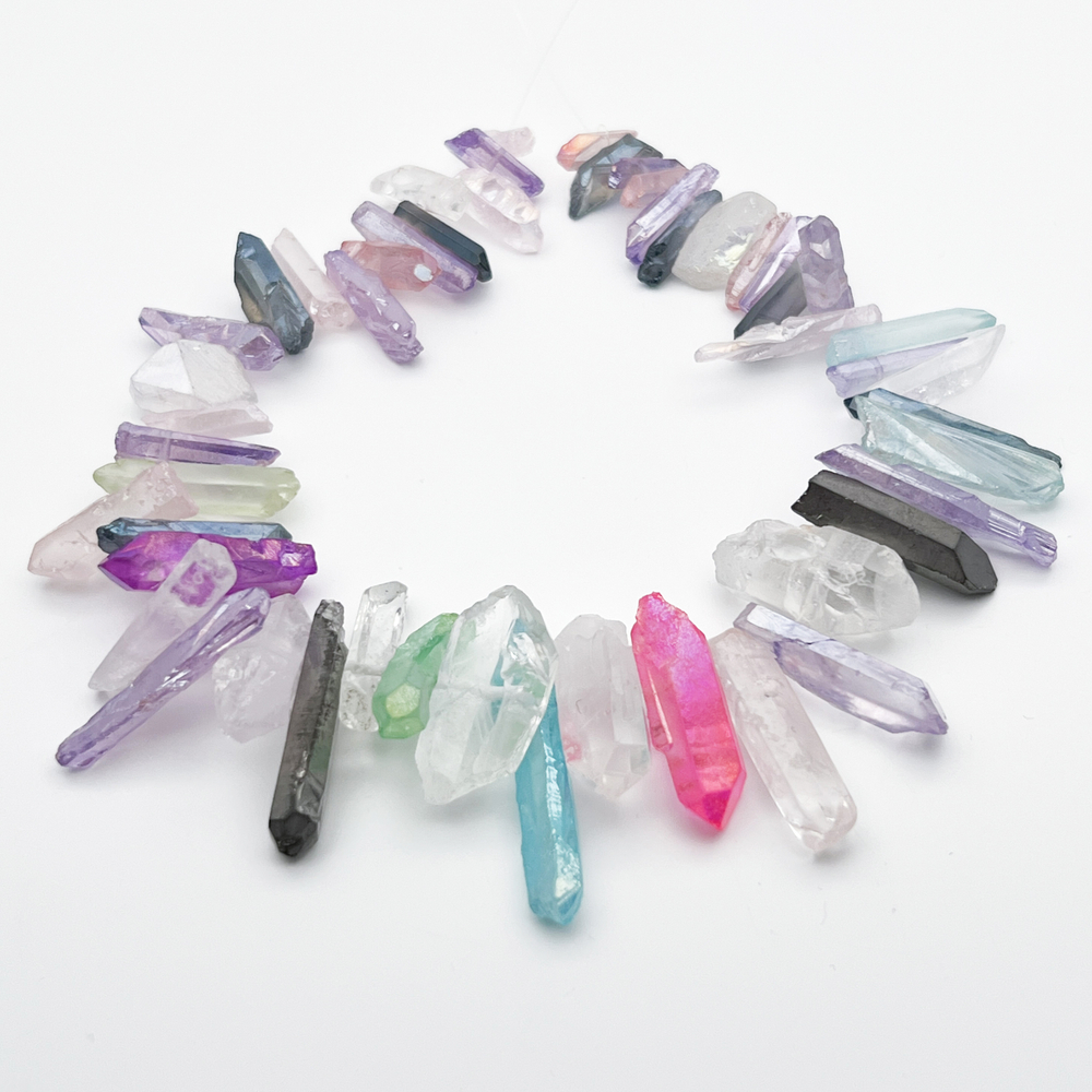 Кварц тонированный кристаллы микс, длина кристаллов 12-32 мм, цена за нить 25 см